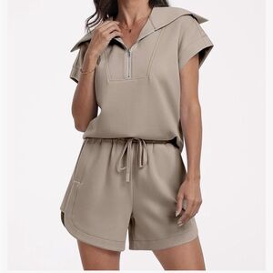 ANRABESS Two Piece Half Zip Short Lounge Set-Perfect for Spring!